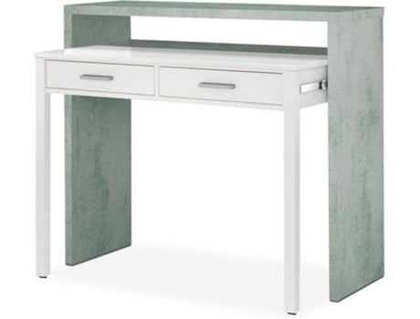 Mesa de Escritorio HABITDESIGN Bureau (Blanco Artik - Gris Cemento - Melamina - 98.5 x 87.5 x 36 cm)
