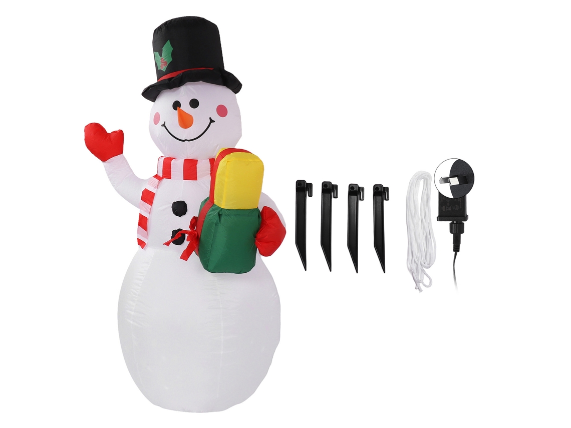 Muñeco de nieve hinchable de 1,5 m con luces de colores para Navidad