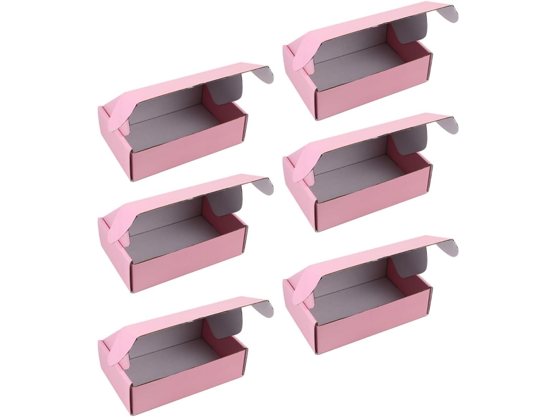 Juego de 6 cajas de papel rosa con diseño exclusivo