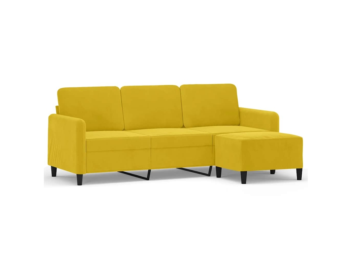 Maison Exclusive - Sofá De 3 Plazas Con Taburete Terciopelo Amarillo 180 Cm