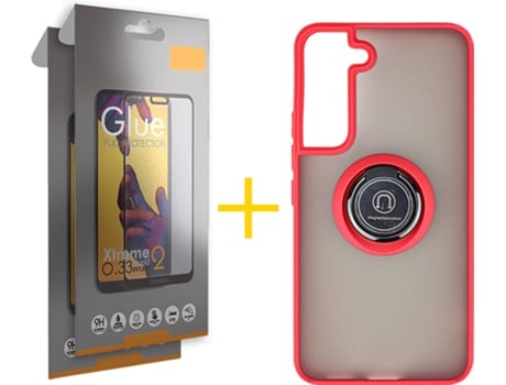 Carcasa + 2 Protectores de Pantalla para Samsung Galaxy S22 Plus 5G SKYHE Rojo