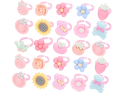Juego De 100 Anillos De Plástico Con Flores En Tonos Pastel Para Niñas, Anillos Abiertos Ajustables, Juguetes