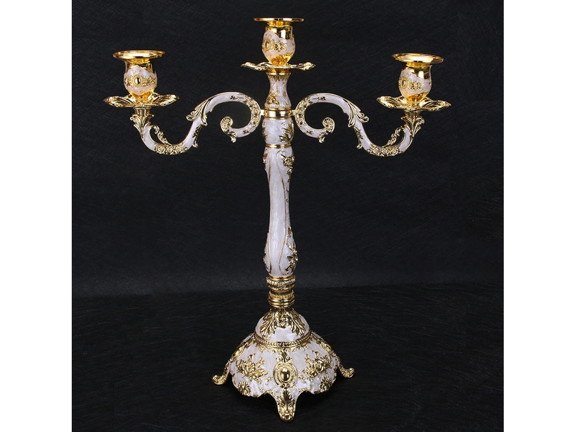 Candelabro (Cien velas doradas de tres cabezas) Decoración retro romántica para el hogar, regalo ideal para cenas a la luz de las velas.