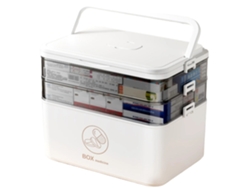 Caja para guardar medicamentos, diseño de 3 niveles, organizador portátil, color blanco.