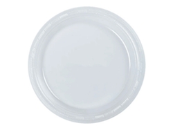 Platos de plástico desechables reutilizables de alta resistencia de 10 pulgadas, color sólido, 10 unidades (transparentes)