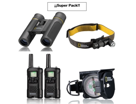 KIT CAMPING/VERANO Incluye Prismático 8x21 Linterna Walkie talkies y Brújula NATIONAL GEOGRAPHIC