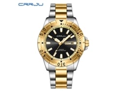 Reloj de pulsera impermeable para hombre con esfera grande (negra y dorada) y doble calendario, ideal para negocios.