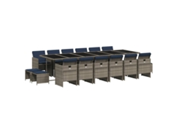 Maison Exclusive - Conjunto De Comedor De Jardín De 17 Piezas Con Cojines, Poliratán Gris