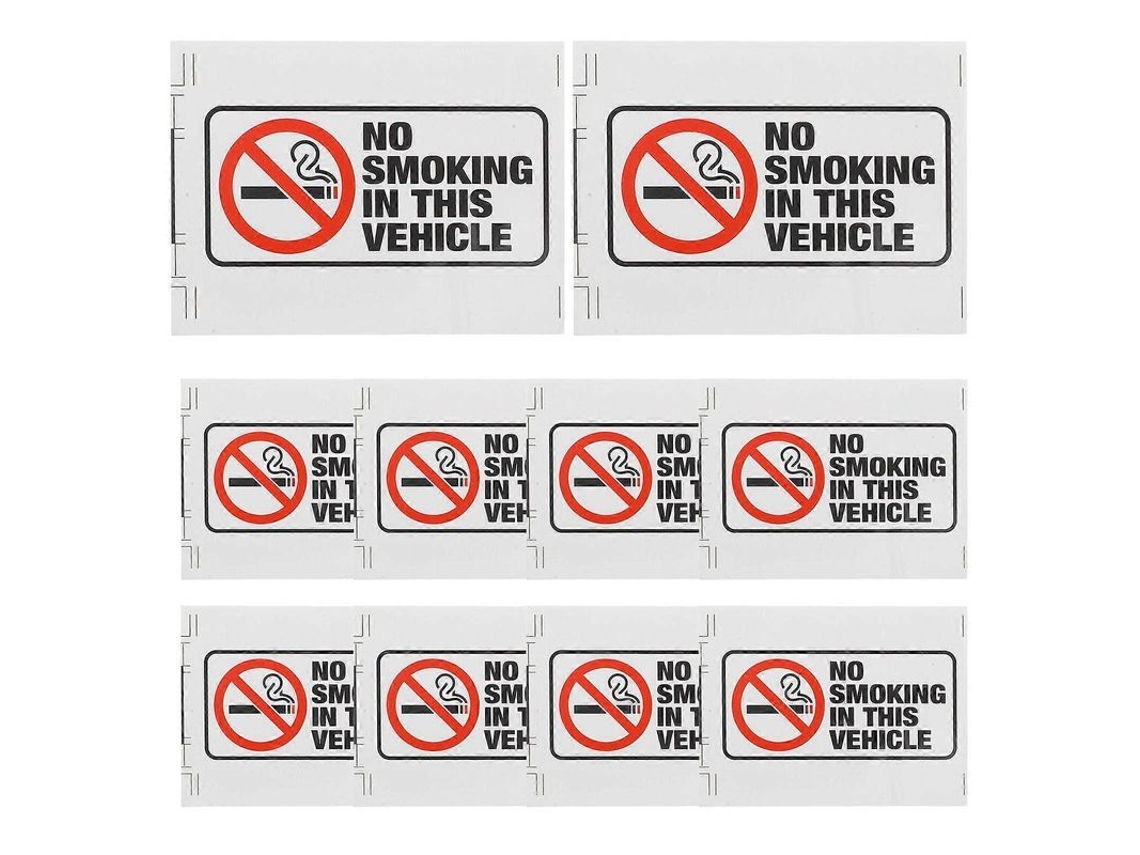 10 Pegatinas De "no Fumar En Este Vehículo". Pegatinas Autoadhesivas Resistentes A La Intemperie Para Uso Interior Y Exterior.