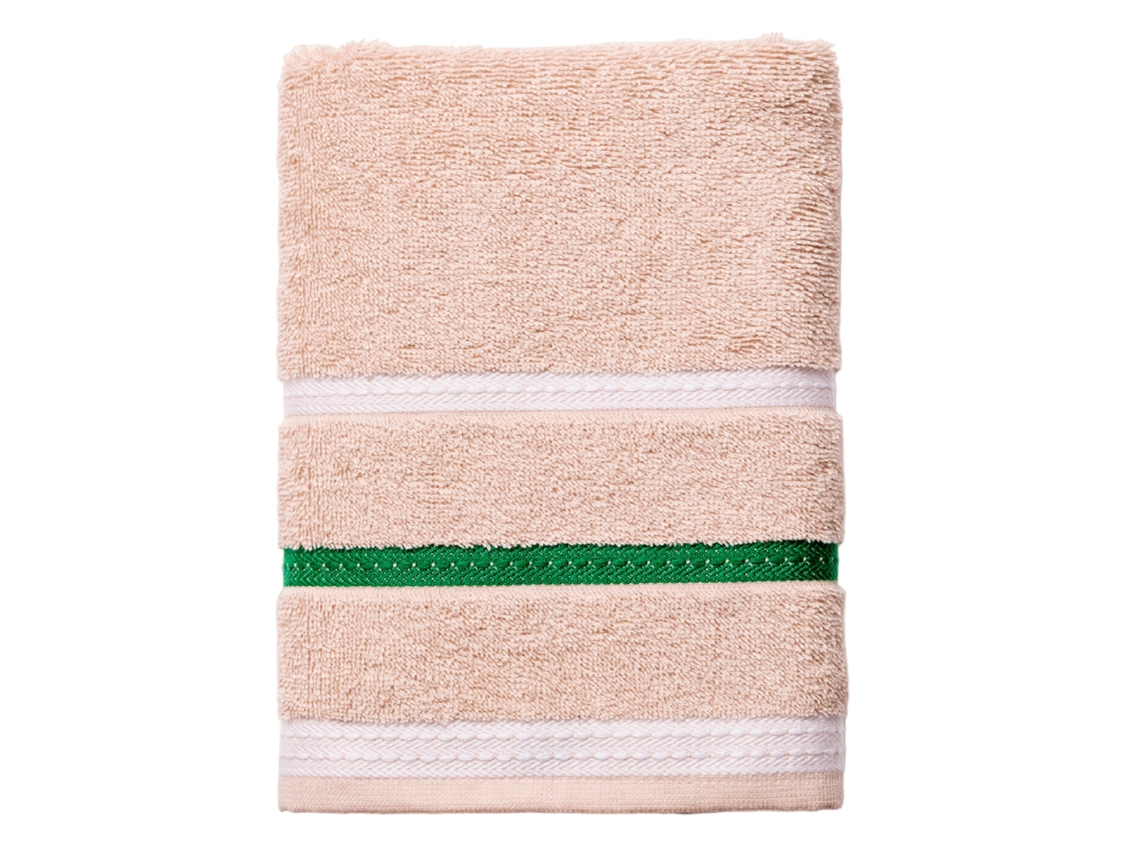 BENETTON - Toalla de Manos 50x90cm 100% Algodón Beige con Rayas Neutral