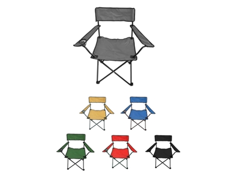 Silla de Camping Plegable Con Portavasos Metal Y Lona 80X80X49 Cm Gris JARDIN202