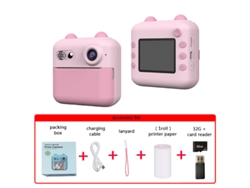 Cámara instantánea, mini cámara térmica para niños con tarjeta de 32 g, color rosa Cuich
