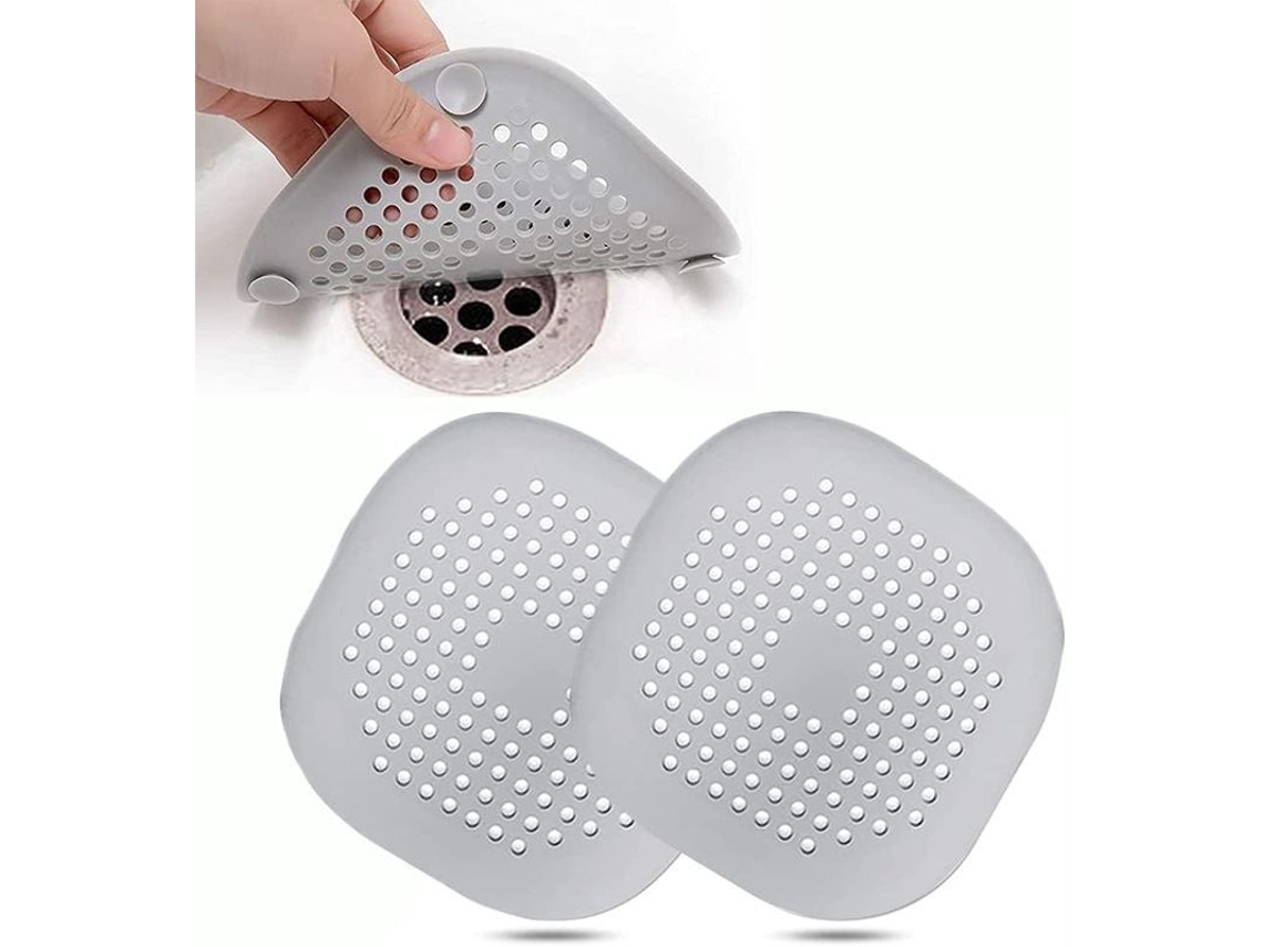 Protector De Desagüe De Silicona 2 Piezas, Filtro De Fregadero Con Ventosas Para Cocina Y Baño Gris