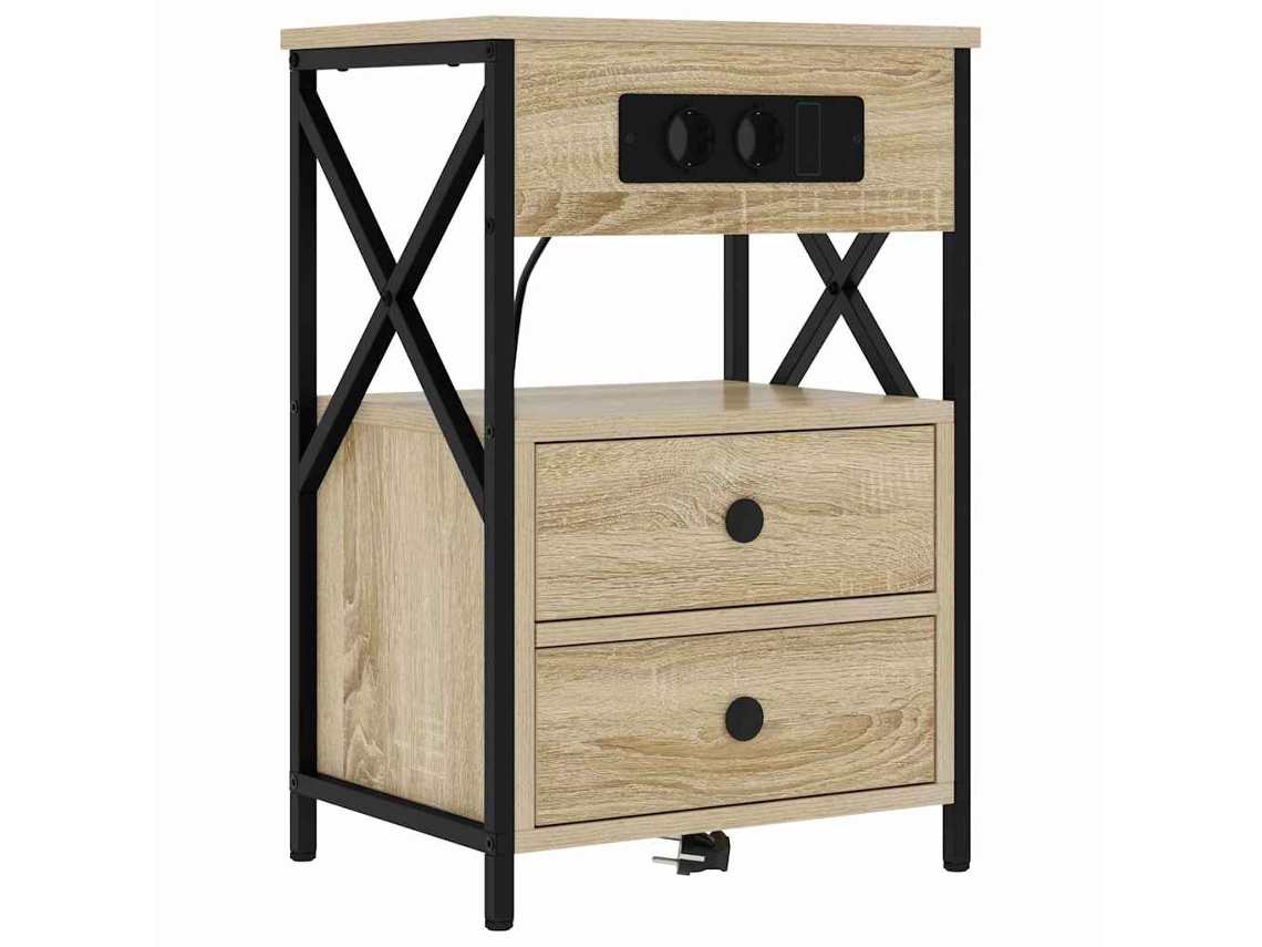 Mesita de noche con cajón de roble Sonoma 40x31x60 cm MAISON EXCLUSIVE