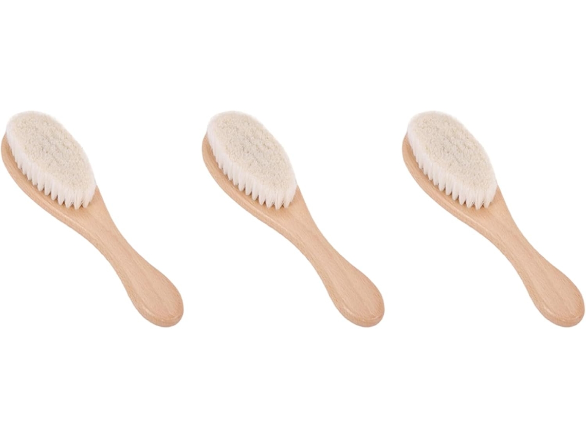 3 Cepillos De Peluquería Con Mango De Madera Y Fibras Suaves, Plumero, Removedor De Polvos Y Herramientas De Peinado.