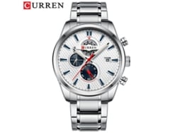 Reloj De Pulsera Moderno Para Hombre (blanco Plateado) Resistente Al Agua, Con Seis Manecillas Y Correa De Acero Inoxidable Multifuncional.