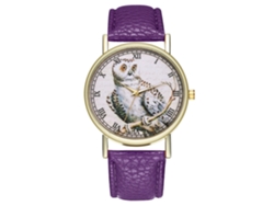 Elegante Reloj De Pulsera De Cuarzo Para Hombre/mujer Con Estampado De Dibujos Animados, Color Morado, A La Moda.