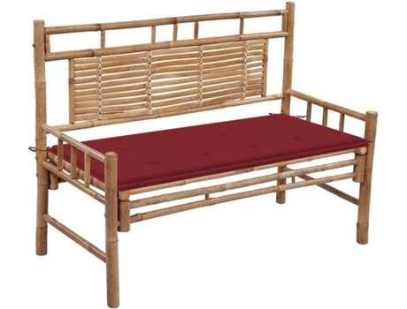 Banco de jardín VIDAXL Rojo Bambú (120x55x90 cm)