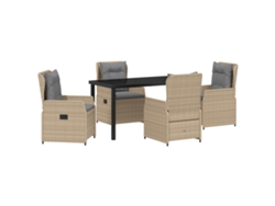 Juego de comedor de jardín de 5 piezas vidaxl en mimbre de poliéster, beige