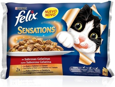 Pienso PURINA Felix Sensations Gelatina Pollo Zanahoria 4xr