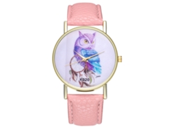 Reloj De Pulsera De Cuarzo Para Mujer Con Estampado De Trampa De Búho Rosa - Regalo De Moda