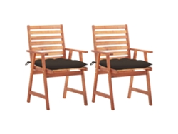 Sillas de comedor de jardín de dos piezas DKD Home Decor con cojines de acacia maciza