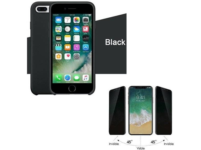 Kit Funda y Protector de Cristal iPhone 6 Plus, 6s Plus Silicona Negro