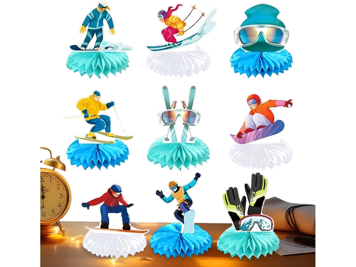 Decoraciones Para Fiesta De Cumpleaños De Esquí - 9 Piezas De Decoraciones Deportivas De Esquí
