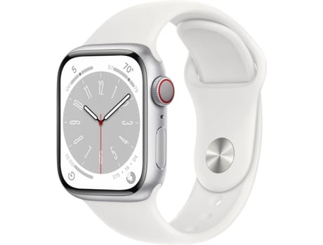 APPLE Watch Series 8 GPS+Cellular 41 mm Plata con Correa Deportiva Blanco