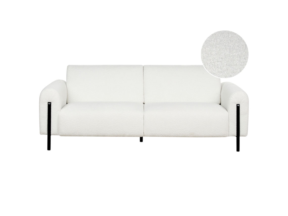 Sofá de 3 plazas BELIANI Askim de Bouclé Blanco 207x122x87