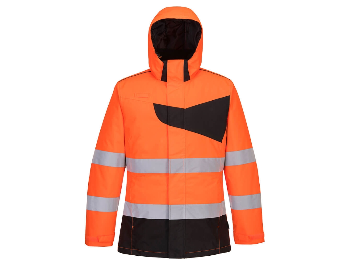 Chaqueta de invierno de alta visibilidad Portwest Pw2 / Amarillo Negro / M
