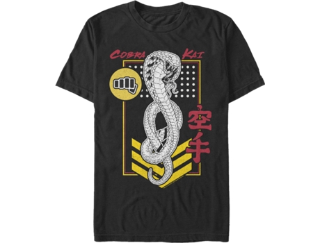 Camiseta Unisexo DEEPSTONE Cobra Kai Patch Karate Kid Negro (L)