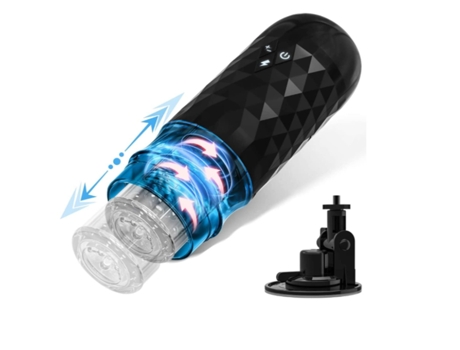 Masturbador Masculino Automático Copa Masturbador Masculino con 7 Empujes Giratorios Negro BISBISOUS