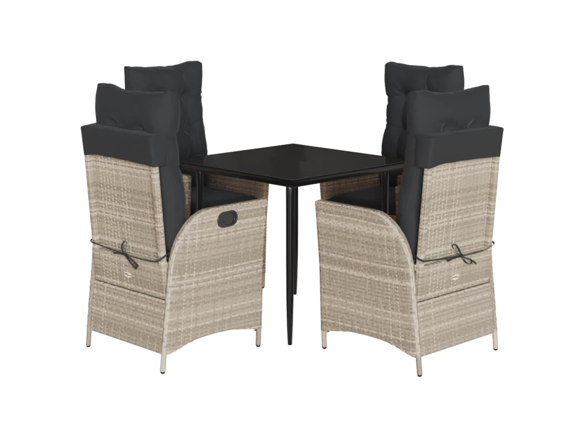 Juego de 5 piezas de comedor de jardín con cojines gris claro EXCLUSIVO DE LA CASA