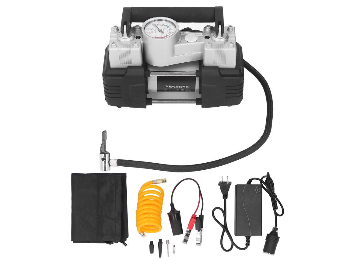 Compresor De Aire Portátil 100psi Para Neumáticos Con Manómetro, Luz Led Y Voltaje 100‑240v - Bombilla De Inflado Para Coche