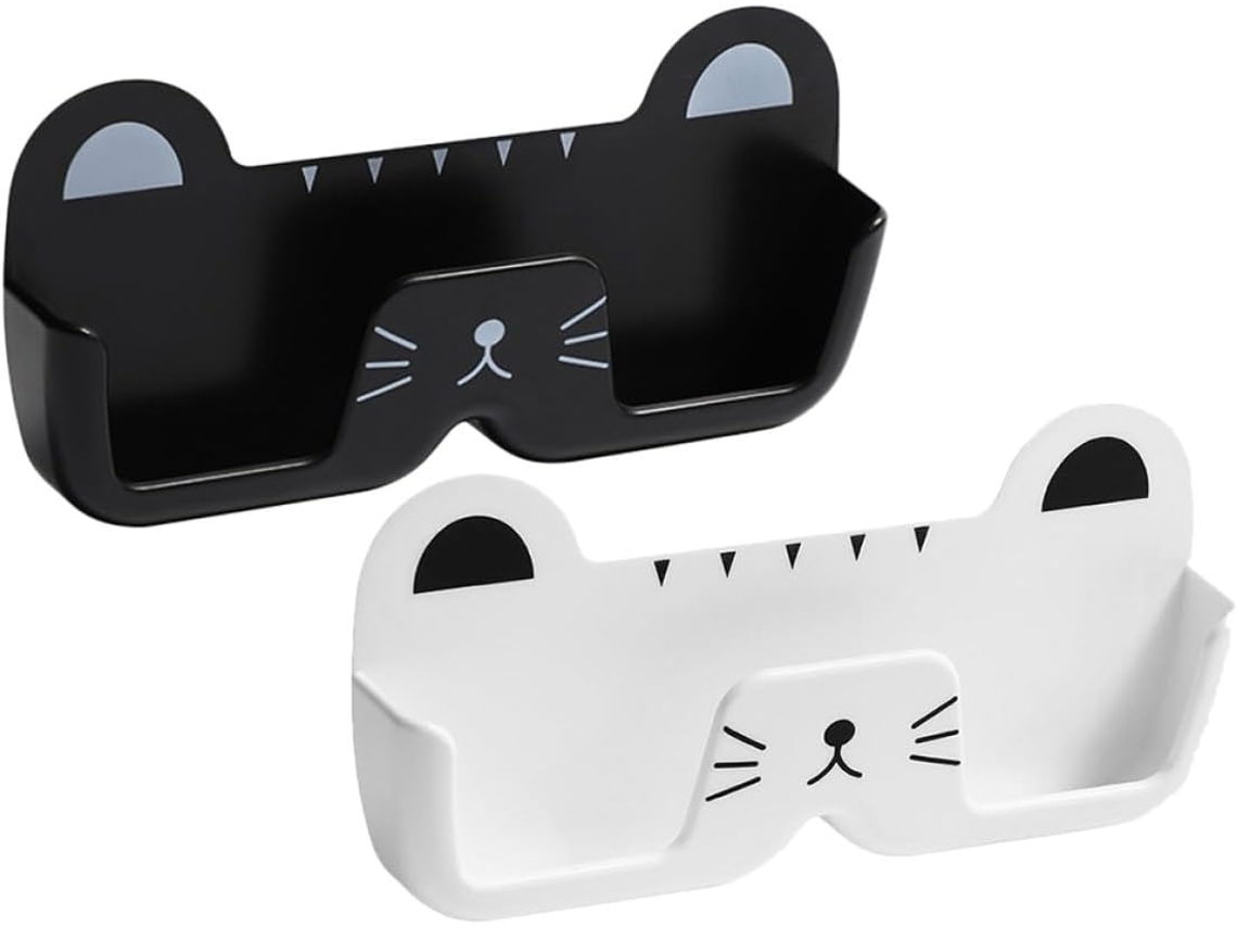 Juego 2 Organizadores Gafas Abs Montaje Pared Estuche Blanco Negro Compacta Hogar Soporte Colgante Práctico