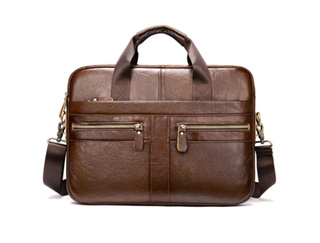 Bolso de cuero genuino vintage Bolso mensajero para computadora portátil Bolsos de hombro tipo bandolera para hombres-2099 Café
