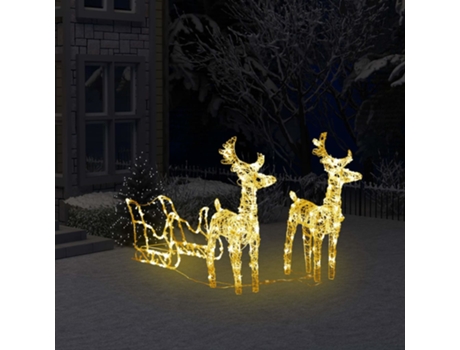 MAISON EXCLUSIVE - Reno y trineo adorno navideño 160 LEDs acrílico 130 cm