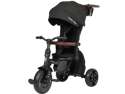 Triciclo evolutivo Comfo Max 6 en 1 negro | Triciclo plegable de aluminio para bebés de 1 año con asiento giratorio de 360°, asiento reclinable y capota para bebés Qplay