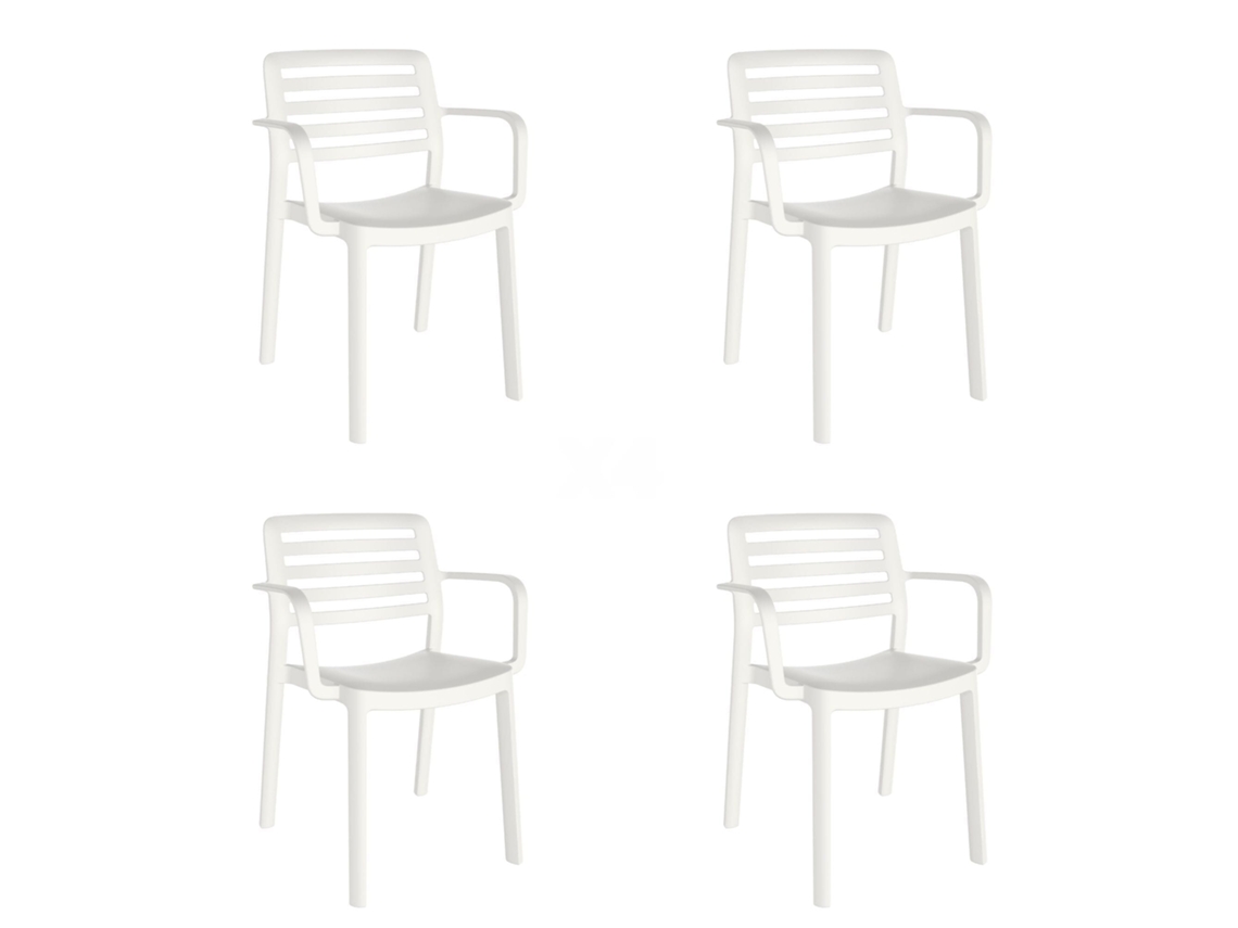 GARBAR WIND Set 4 Silla Con Brazos Interior Exterior Blanco