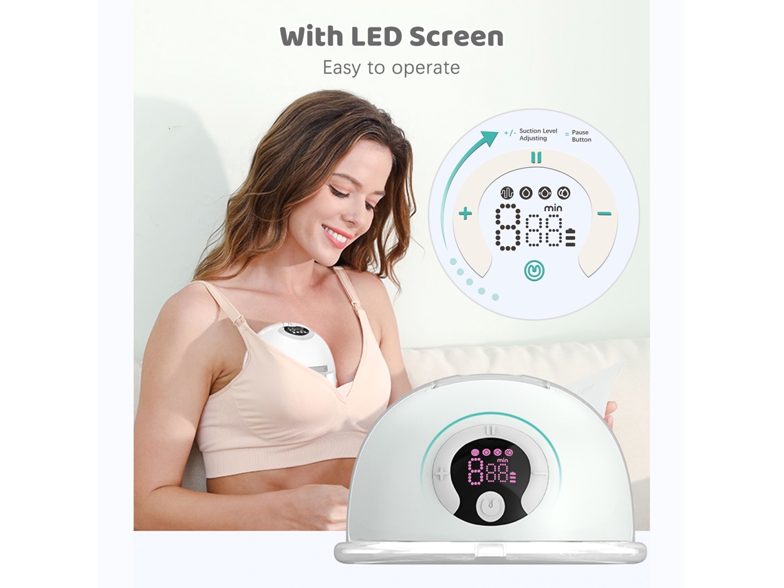 Extractor De Leche Eléctrico Portátil Manos Libres, 4 Modos, 9 Niveles De Succión, Capacidad De 180 Ml, Silicona, 24 Mm
