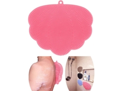Cepillo De Baño Grande Manos Libres Con Base Plana Para Masaje De Espalda Y Ducha - Rosa
