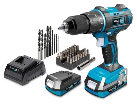 Taladro De Percusión - Destornillador 20V Con 2 Baterías 2.0Ah Y Cargador De Batería KOMA TOOLS Serie Edm