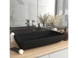 Lavabo rectangular de lujo de cerámica negra mate de 71 x 38 cm, DKD HOME DECOR