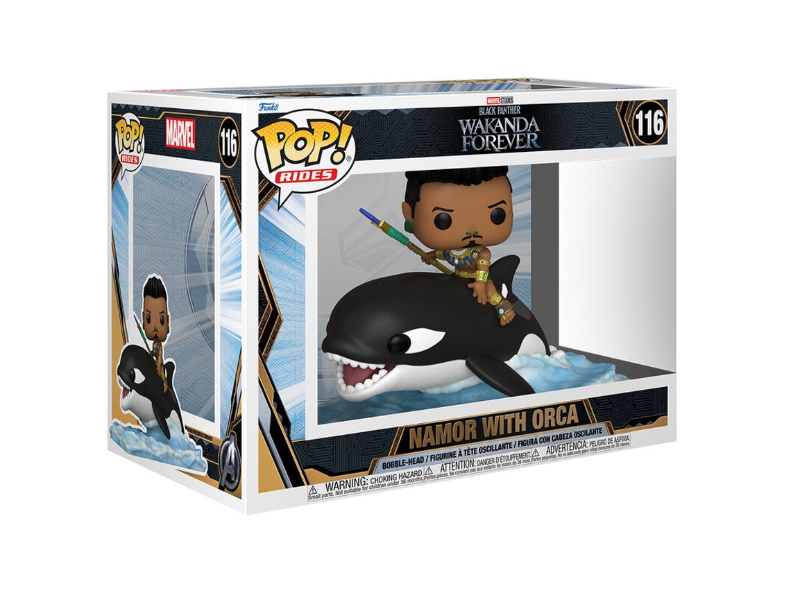 Figura Pop Marvel Pantera Negra Wakanda Forever Namor Con Orca B.active