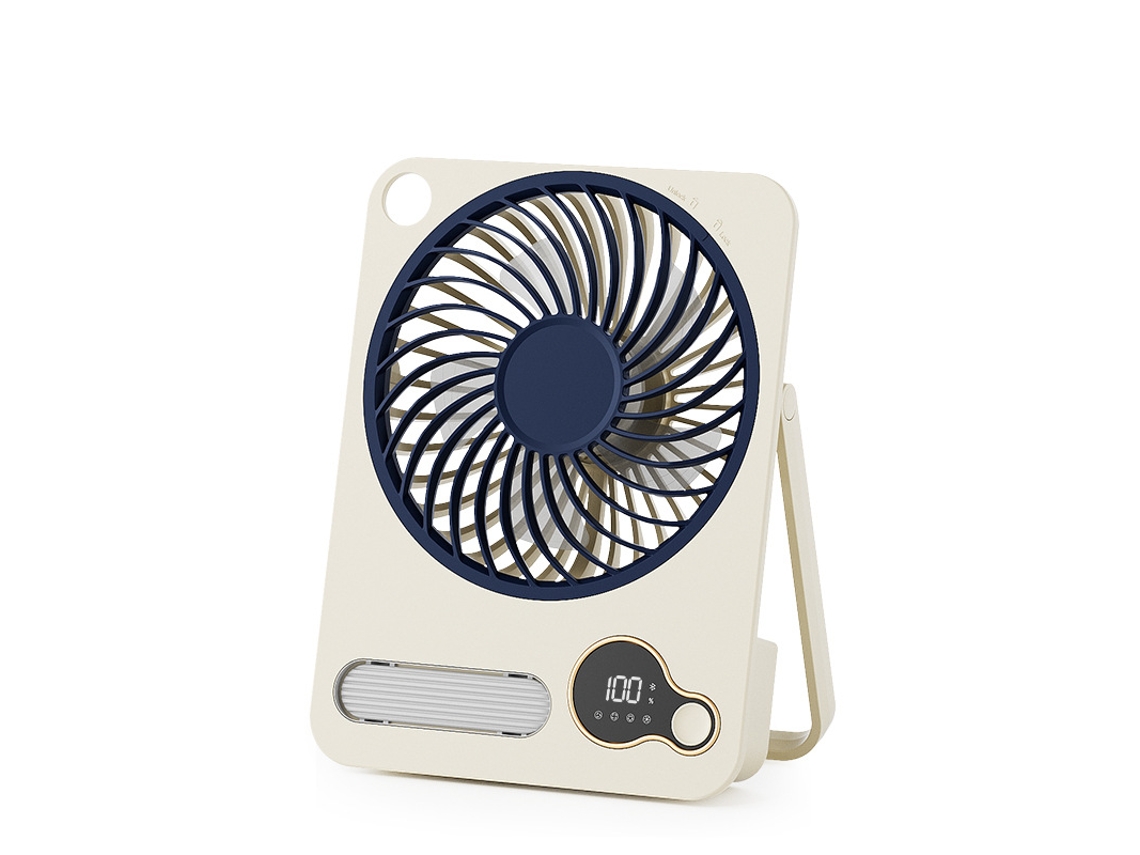 (beige) Ventilador De Escritorio De Pared Plegable Ultrafino De 3000 Mah Con Luz Nocturna, Bluetooth E Interfaz Usb.