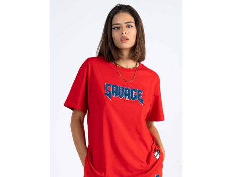T-shirt Básica SAVAGE Crew Algodón Mujer (M - Rojo)