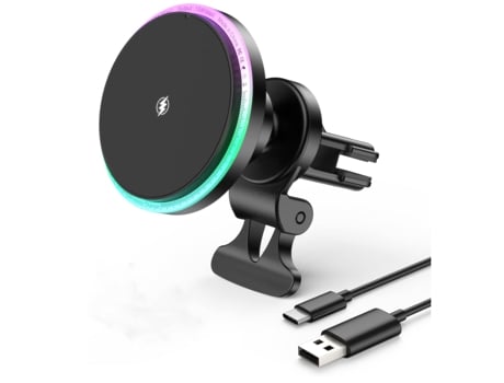 Cargador Inalámbrico Carga Rápida Automóvil Compatible Magsafe CHRONUS Negro