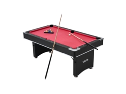 Mesa de billar VEVOR con acabado en madera, ajustable, portátil, tela roja, 183,5 cm