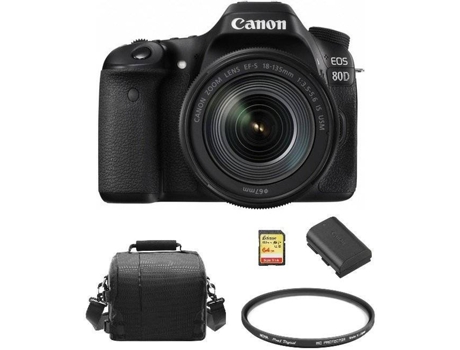 Cámara Reflex CANON EOS 80D + Objectivo EF-S 18-135mm F3.5-5.6 IS USM + Tarjeta SD 64GB + Bolsa + Batería LP-E6N + Protector HOYA 67mm PRO 1D (APS-...